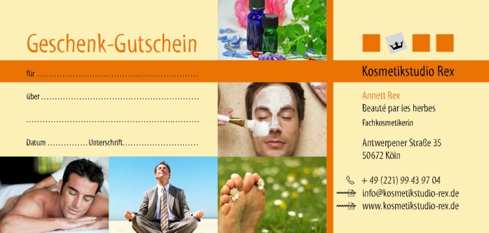 Gutschein f&uuml;r Kosmetikstudio Rex